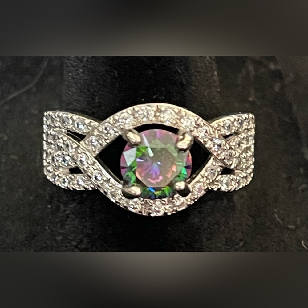 Fashion Jewelry-Silver Ring with Multicolor Stone